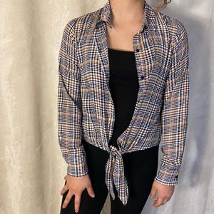 SOLD Houndstooth Multicolored Self-Tie Button Down